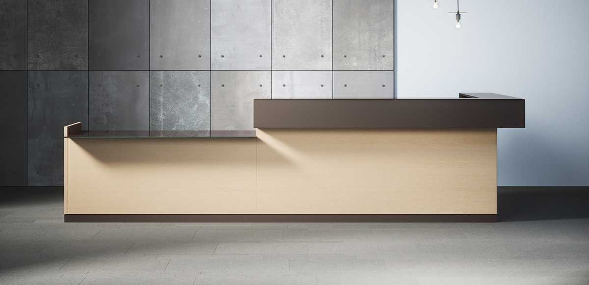 toki archiutti bancone reception in legno